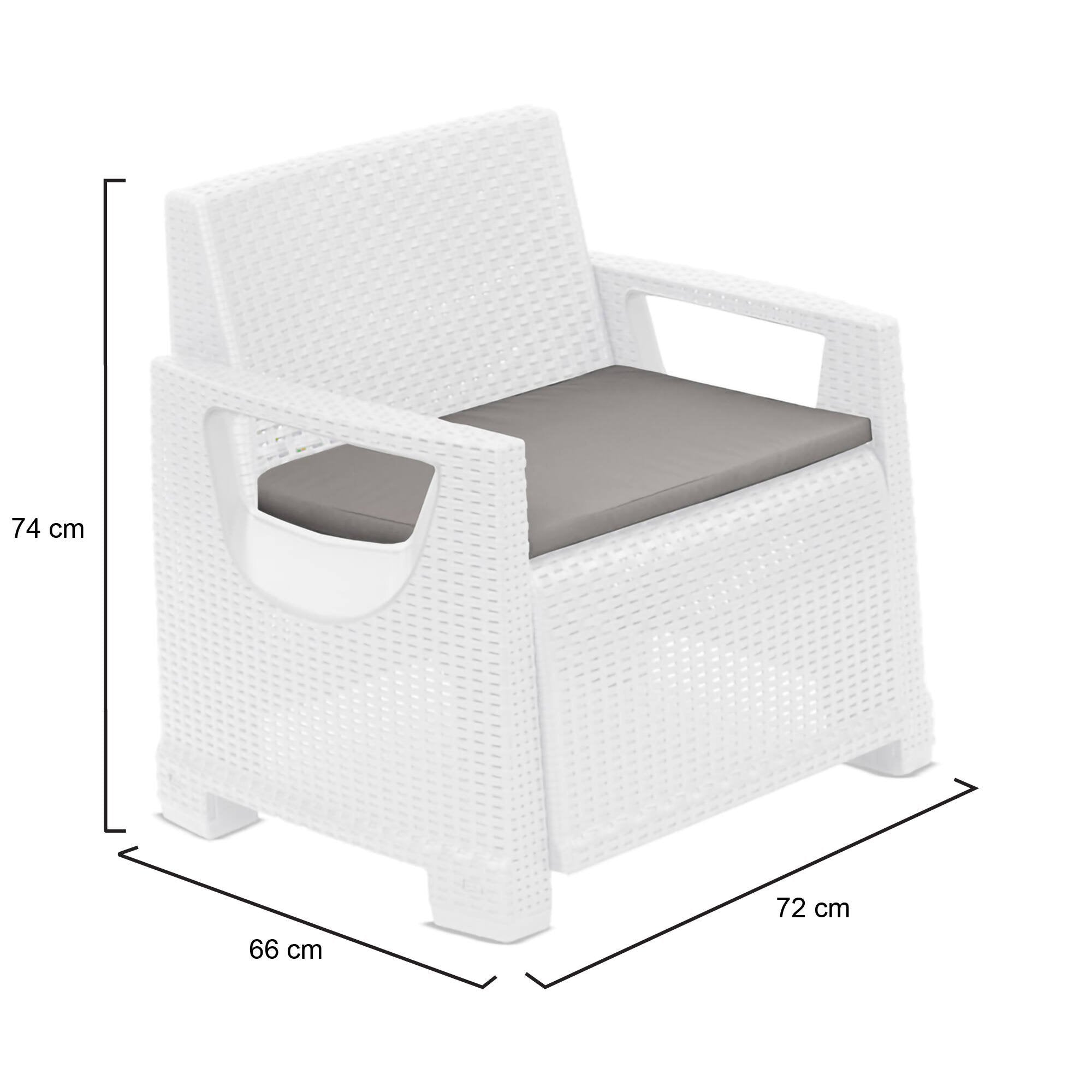 Rho, Poltrona da Esterno Braccioli Made in Italy, 66x72 cm Bianco