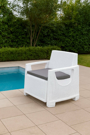 Rho, Poltrona da Esterno Braccioli Made in Italy, 66x72 cm Bianco