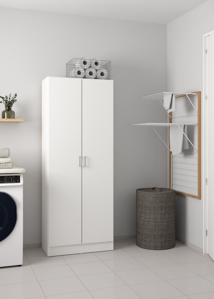 Soresina, Armadio Multiuso 2 Ante 3 Ripiani, 69.2x180h cm Bianco