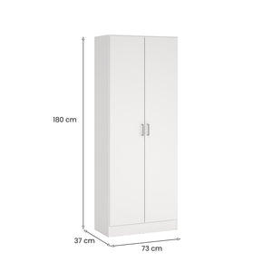 Soresina, Armadio Multiuso 2 Ante 3 Ripiani, 69.2x180h cm Bianco