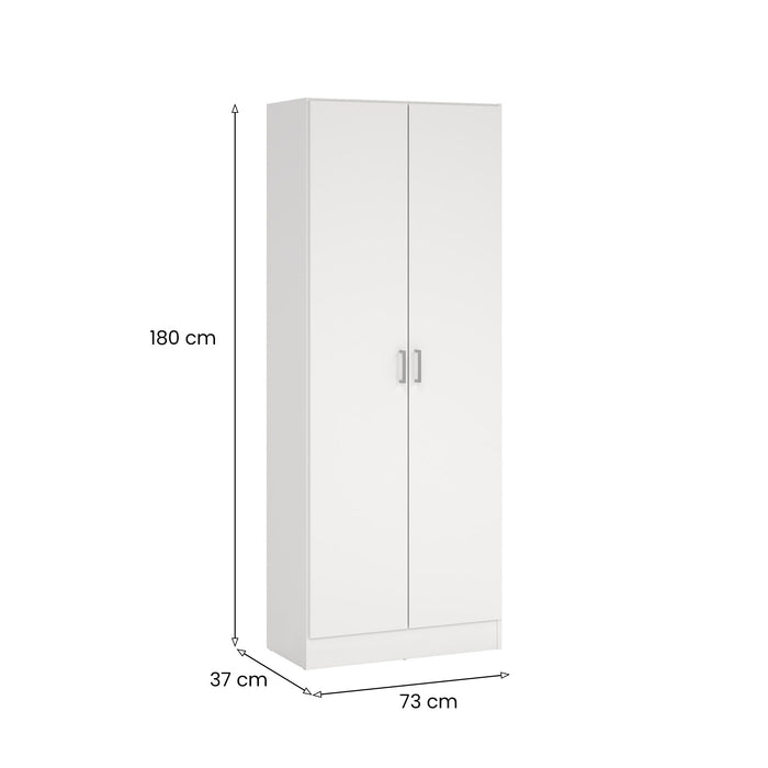 Soresina, Armadio Multiuso 2 Ante 3 Ripiani, 69.2x180h cm Bianco