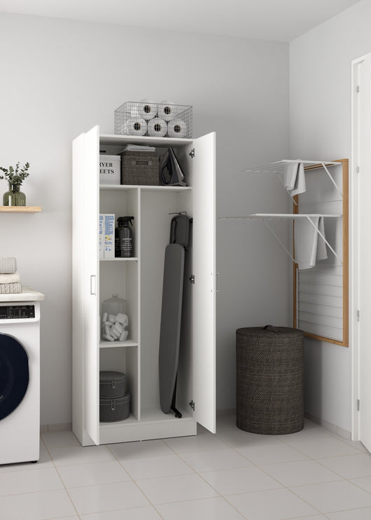 Soresina, Armadio Multiuso 2 Ante 3 Ripiani, 69.2x180h cm Bianco