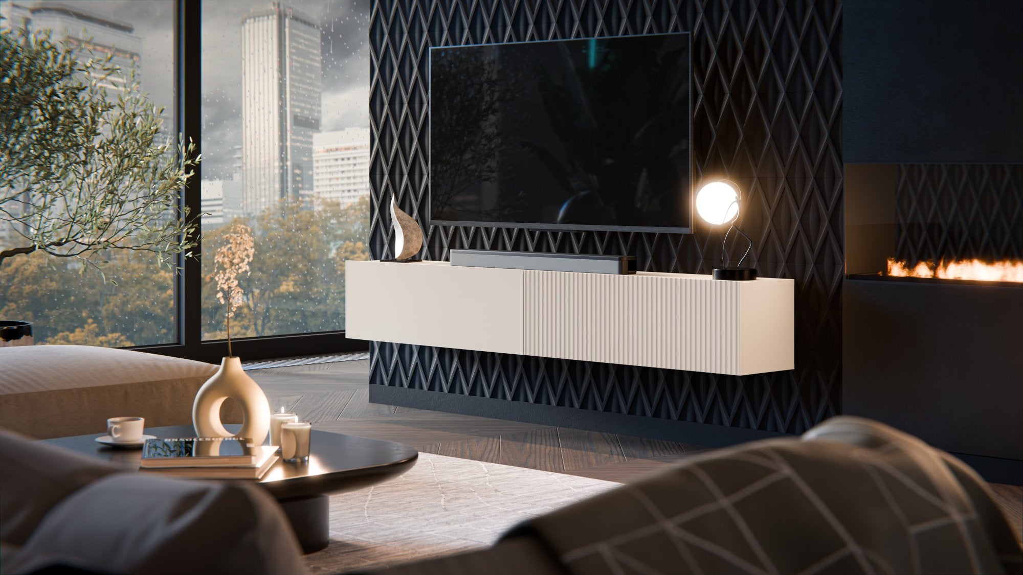 Mobile porta TV Sindia, Beige