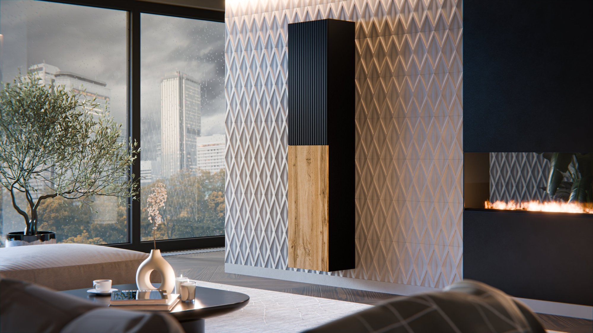 Vetrina Longano, Antracite e Rovere