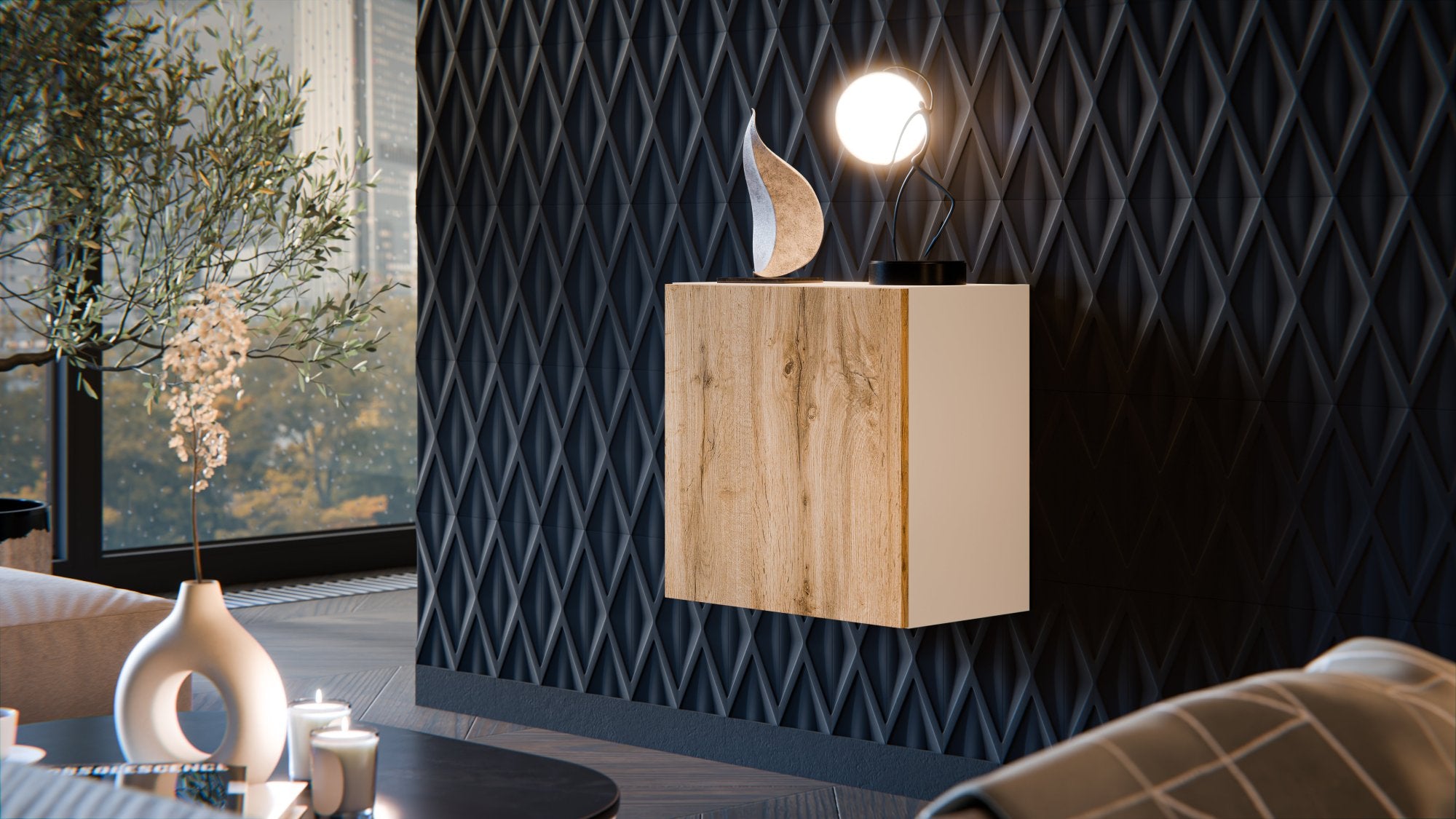 Mobile pensile Sparone, Beige e Rovere