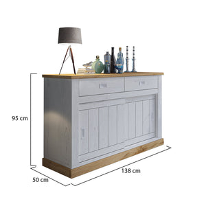 Madia Lupara, Credenza 2 Cassetti, 138x50x95h cm Bianco