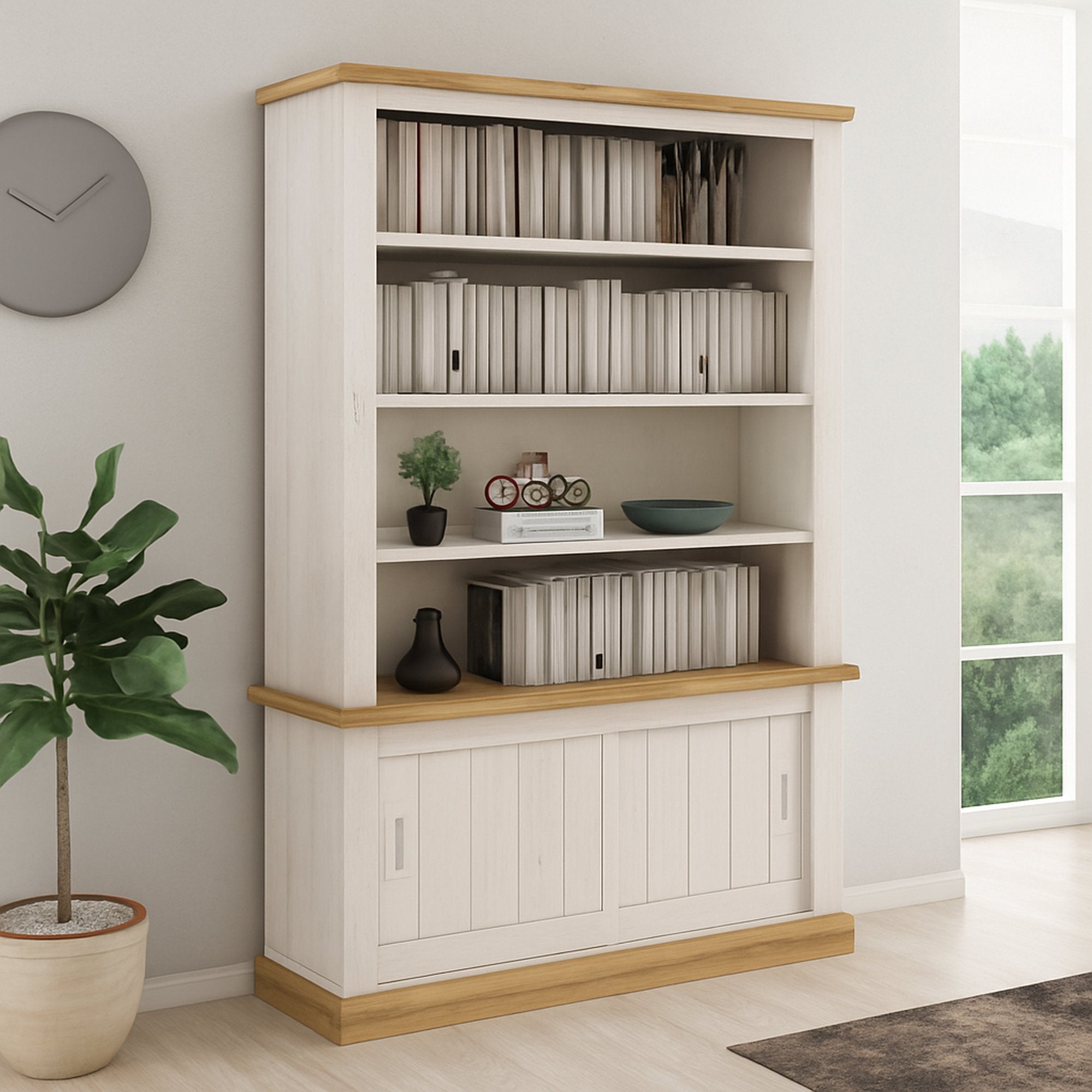 Biblioteca Evandro, Libreria 3 Ripiani, 122x40x203h cm Bianco