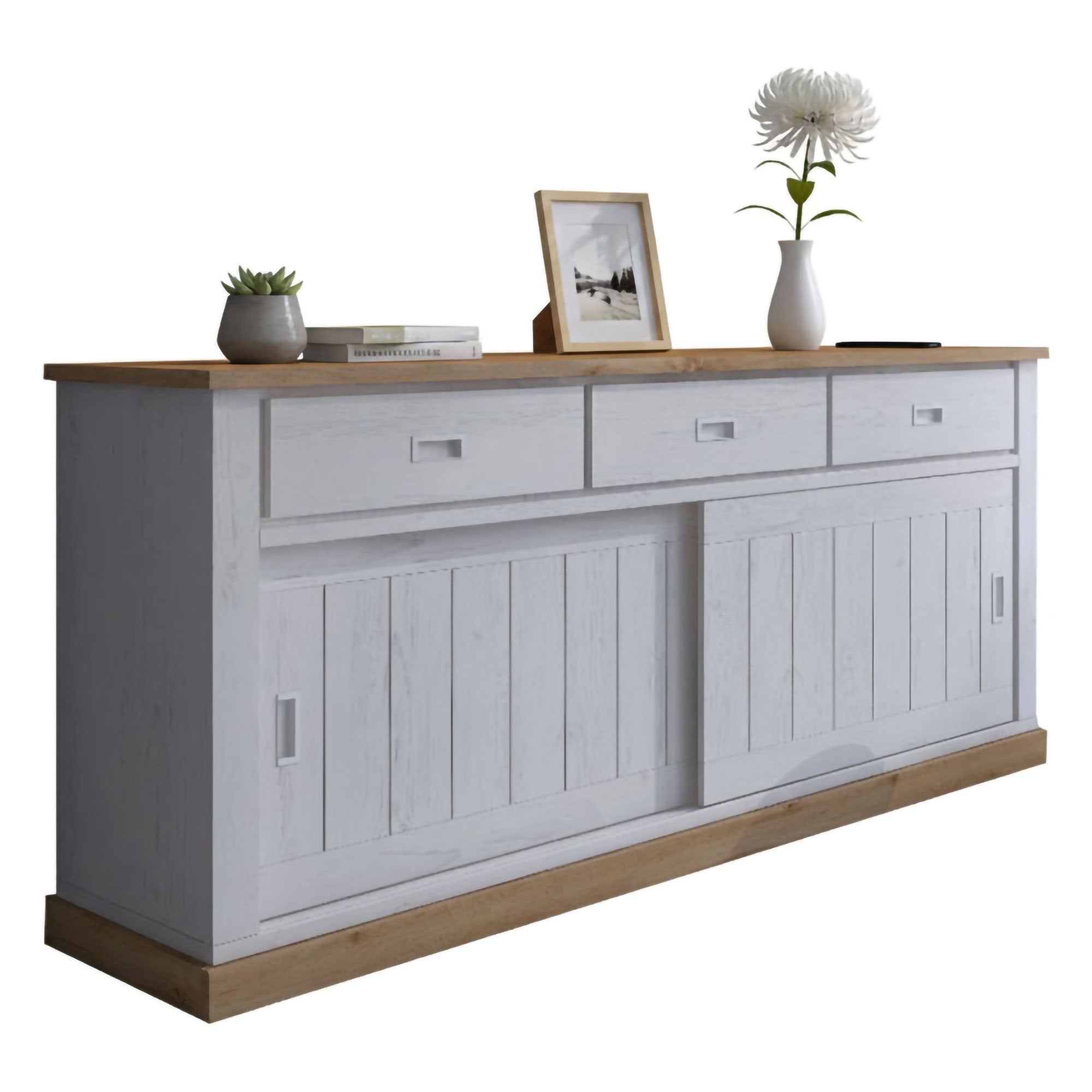 Madia Malonno, Credenza 3 Cassetti, 220x50x95h cm Bianco