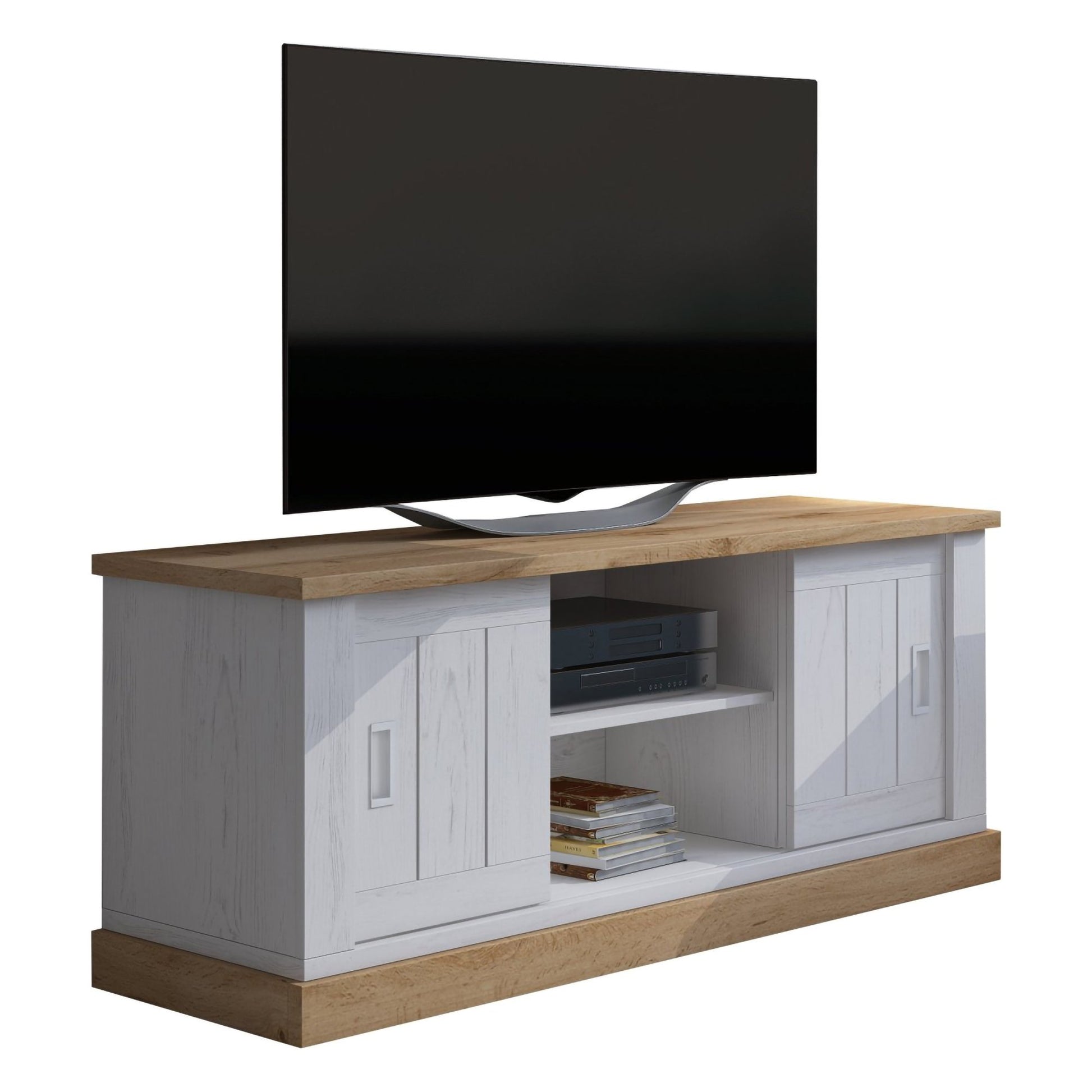 Mesola, Mobile Porta tv un Ripiano, 45x46x60h cm Bianco Rovere
