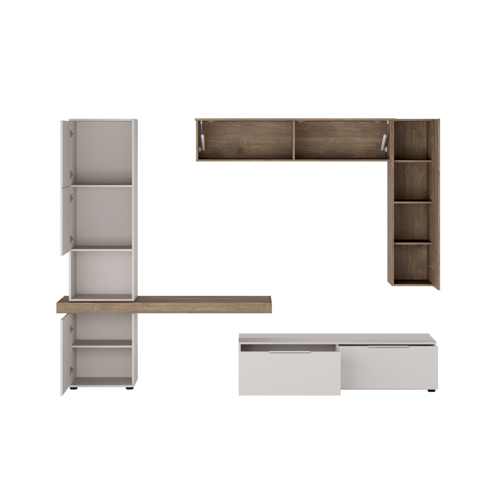 Mobile Soggiorno Riccia, Parete Attrezzata Modulabile, Beige