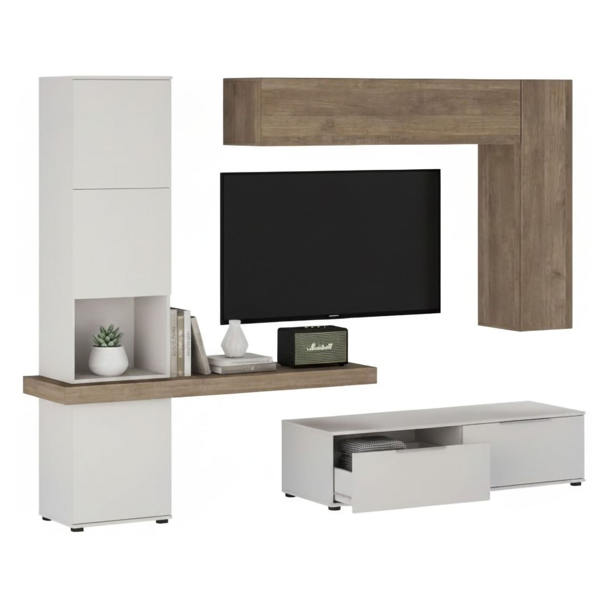 Mobile Soggiorno Riccia, Parete Attrezzata Modulabile, Beige