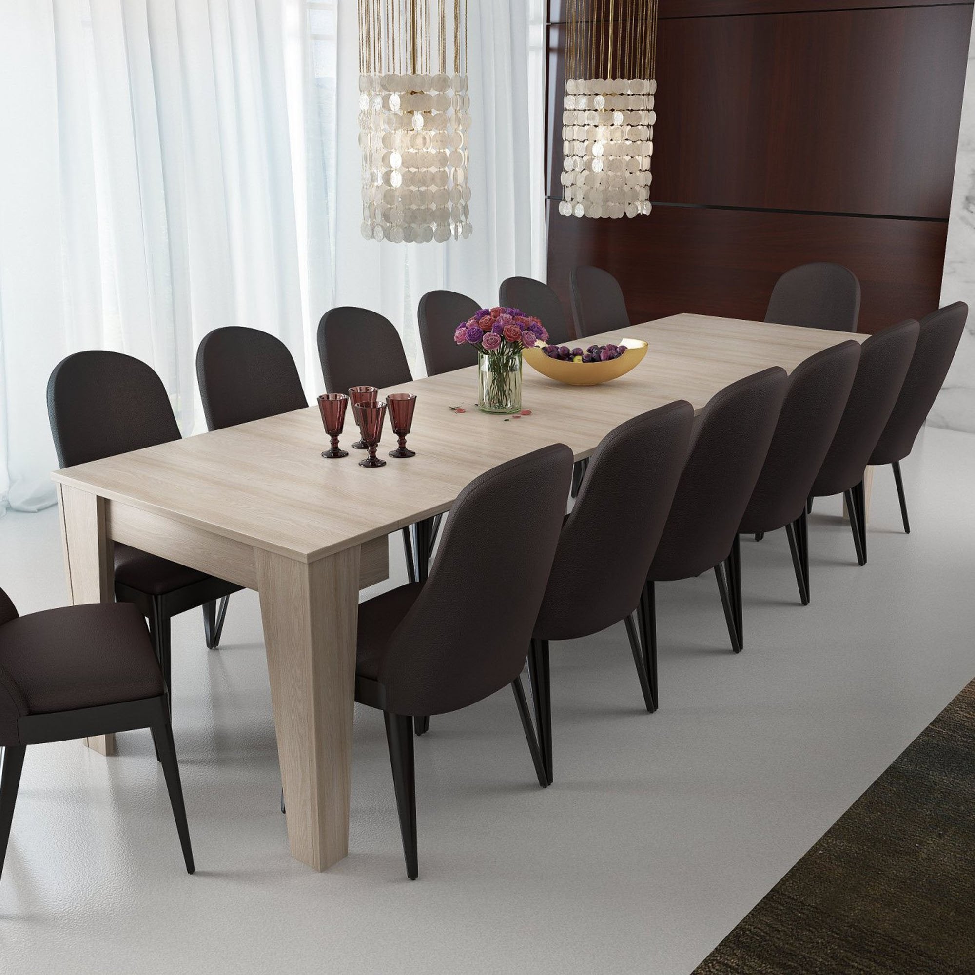 Gizio, Consolle Allungabile Allungabile, 305.6x90x75.2h cm Marrone Olmo