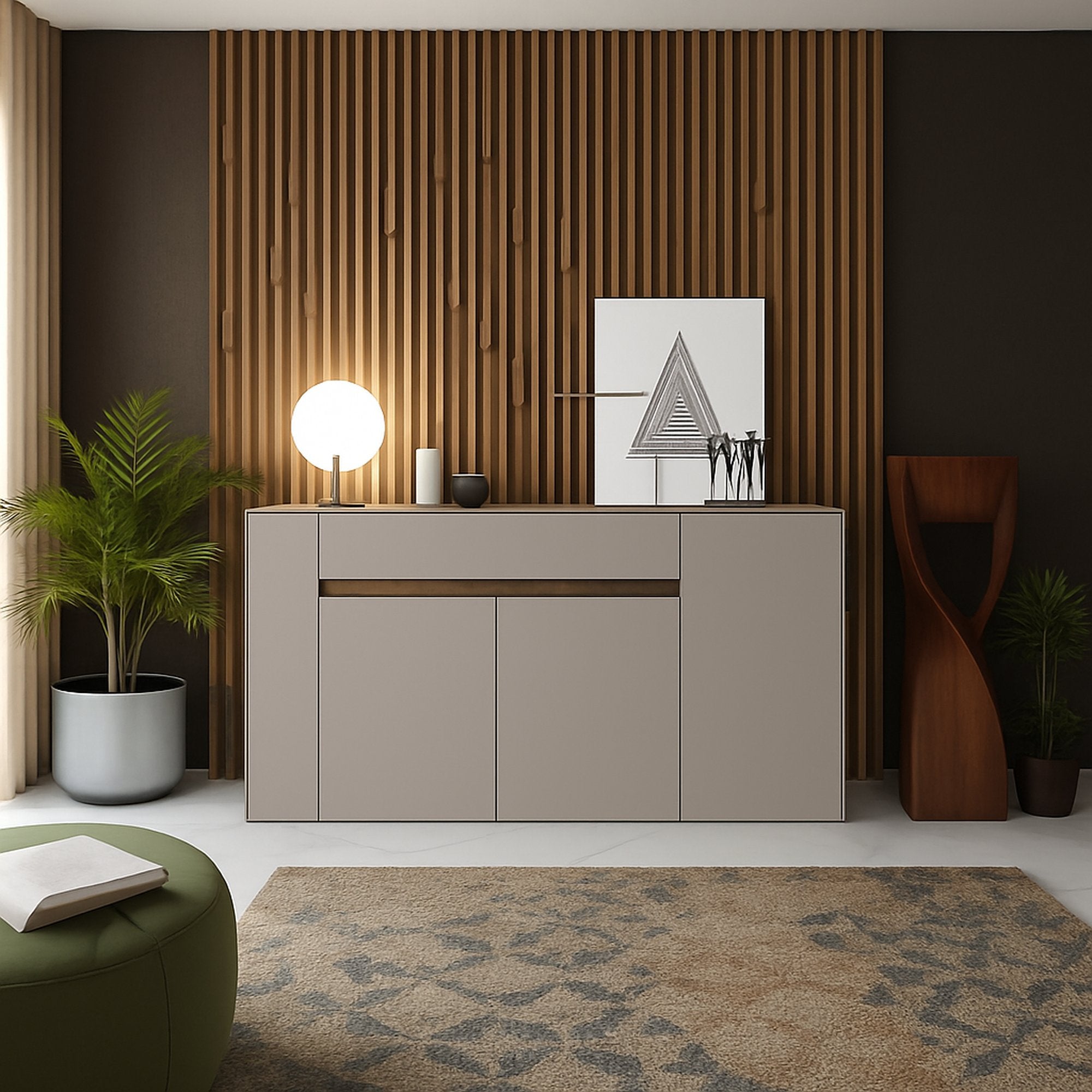 Madia Cirimido, Credenza un Cassetto, 170x40x85h cm Beige