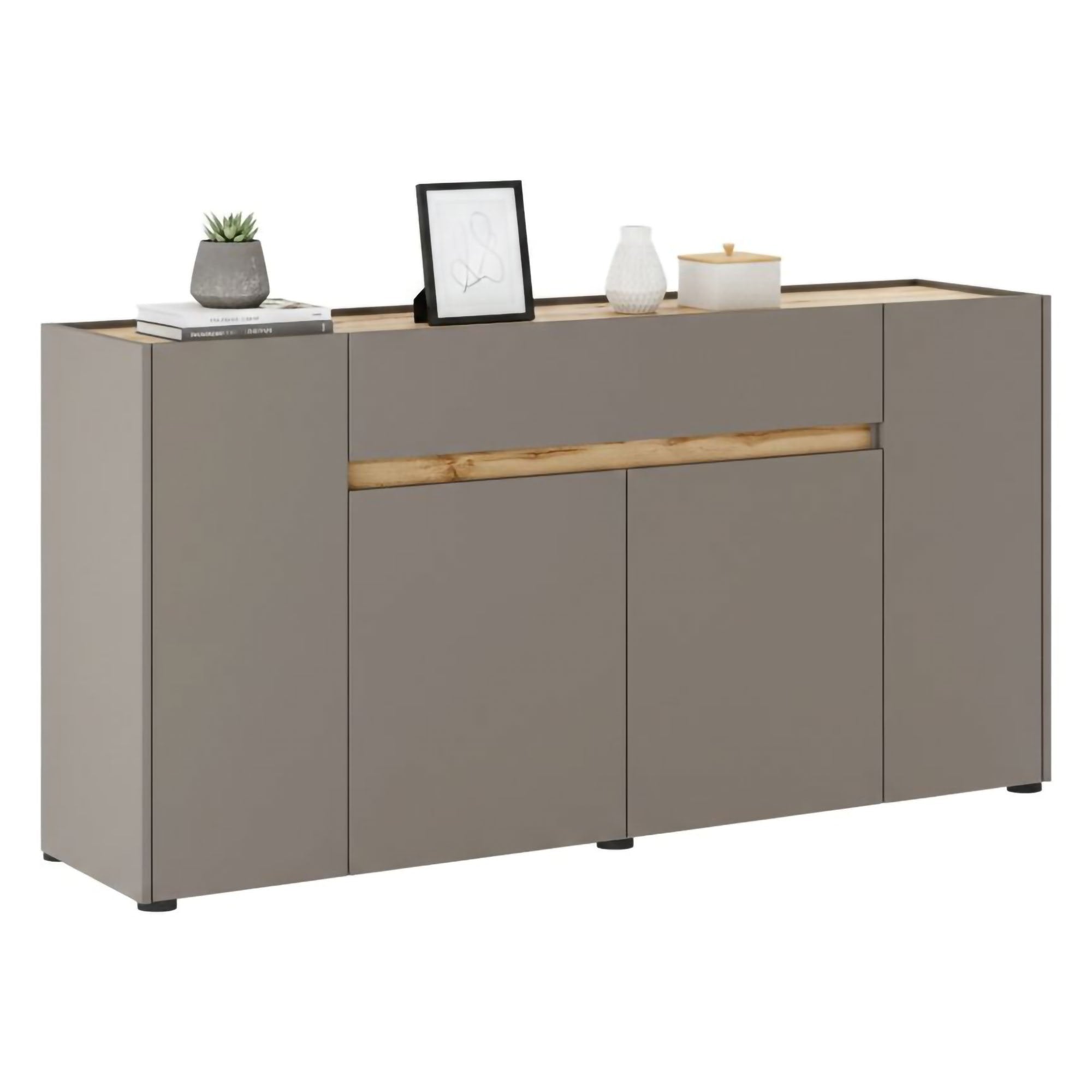 Madia Cirimido, Credenza 3 Ripiani, 170x40x85h cm Grigio Tortora