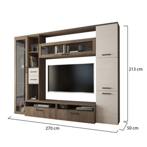 Mobile Soggiorno Sovizzo, Parete Attrezzata 5 Ripiani, Marrone Noce