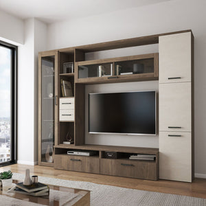 Mobile Soggiorno Sovizzo, Parete Attrezzata 5 Ripiani, Marrone Noce