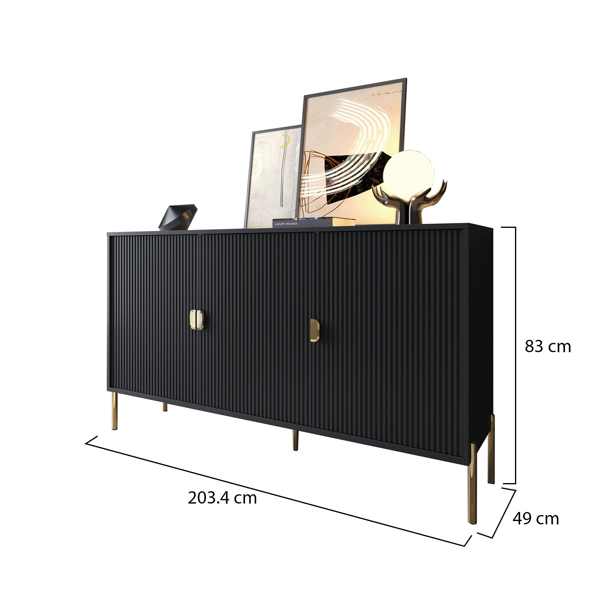 Madia Ostiglia, Credenza Cassetti, 203x49x83h cm Nero