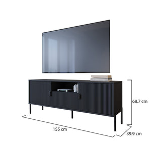 Rabattone, Mobile Porta tv un Cassetto, 155x40x69h cm Nero