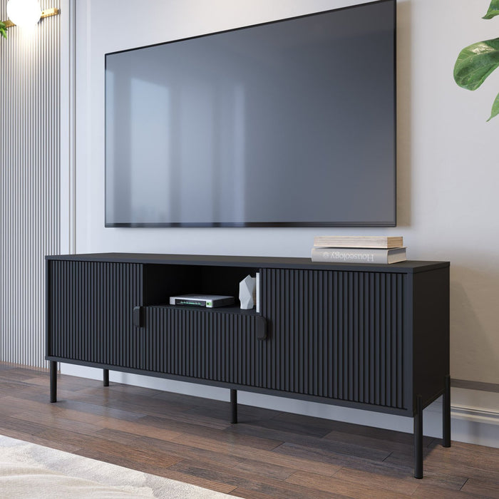 Rabattone, Mobile Porta tv un Cassetto, 155x40x69h cm Nero