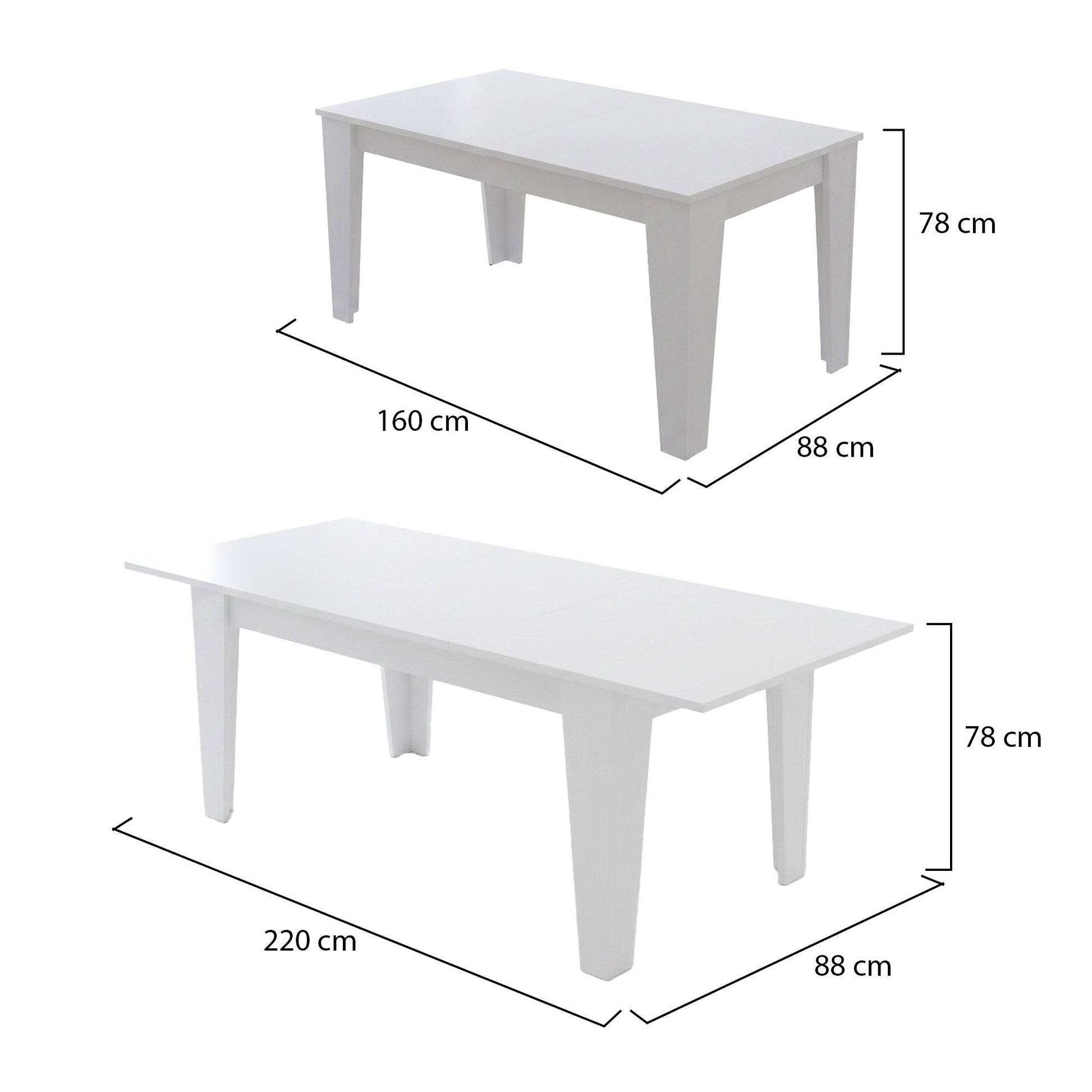 Sassetta, Tavolo Allungabile Allungabile, 220x88x78h cm Bianco