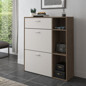 Mobile Portascarpe Samassi, Scarpiera Paia, 90x26x102h cm Marrone Noce