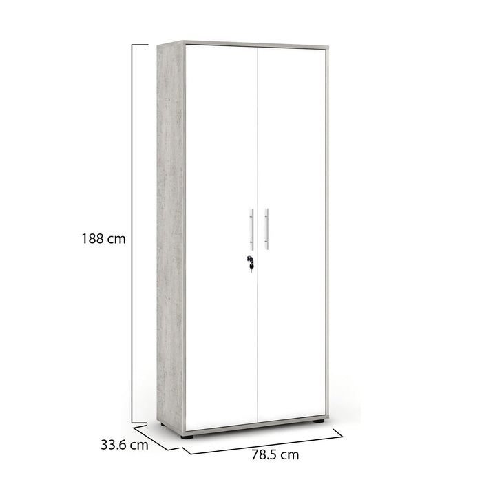 Saponara, Armadio Multiuso 2 Ante Cassetti, 79x188h cm Grigio Cemento