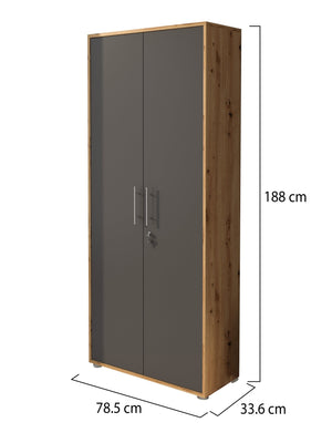 Saponara, Armadio Multiuso 2 Ante Cassetti, 79x188h cm Marrone Rovere