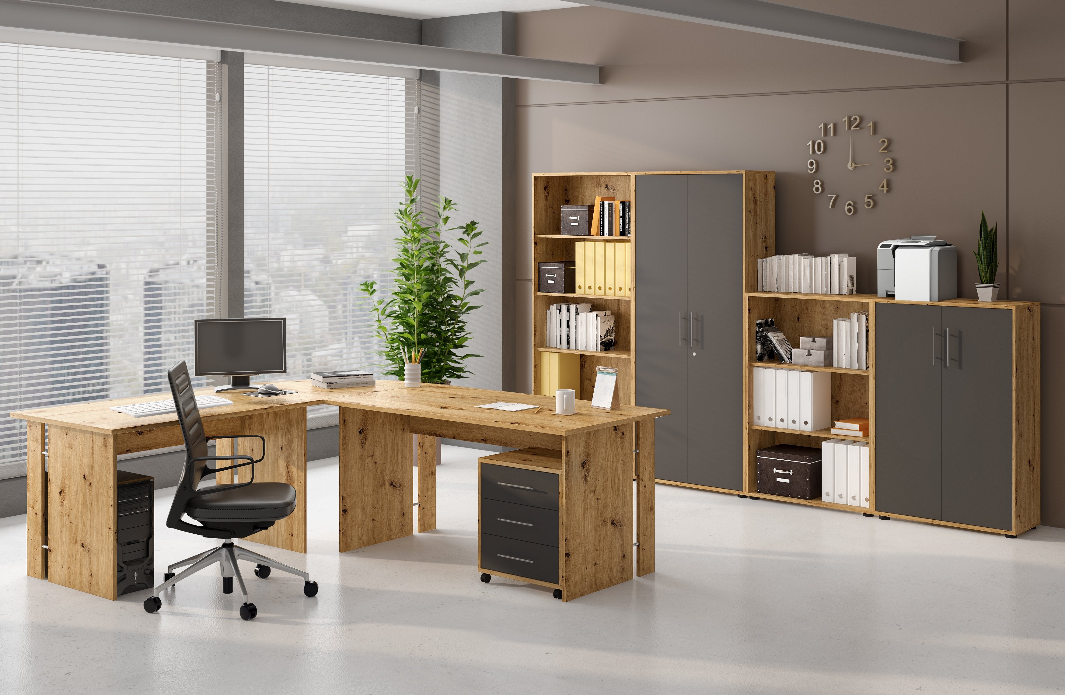 Parabita, Armadio Multiuso 2 Ante Cassetti, 79x118h cm Marrone Rovere