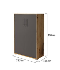 Parabita, Armadio Multiuso 2 Ante Cassetti, 79x118h cm Marrone Rovere