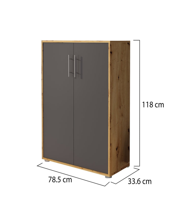 Parabita, Armadio Multiuso 2 Ante Cassetti, 79x118h cm Marrone Rovere
