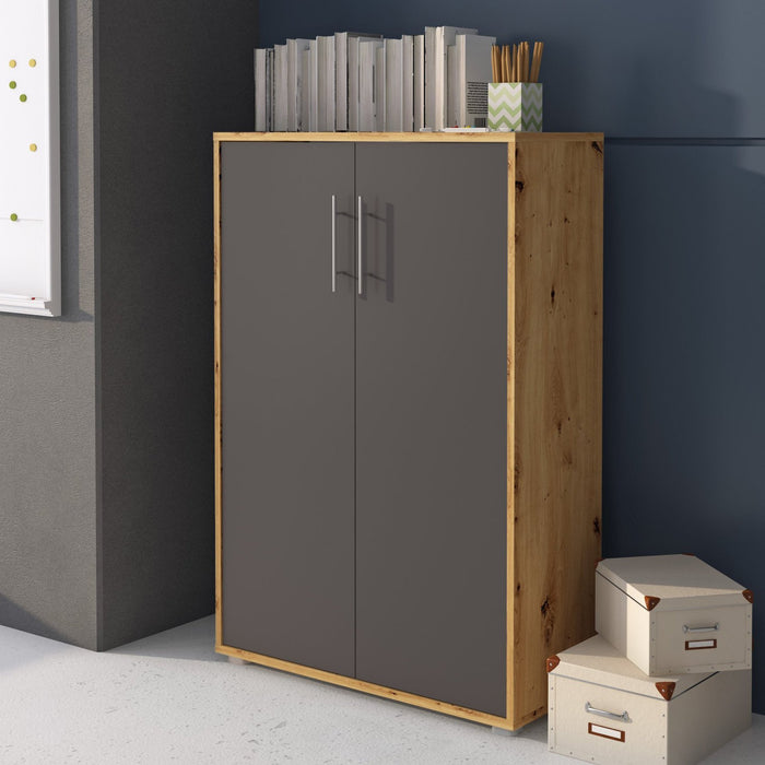 Parabita, Armadio Multiuso 2 Ante Cassetti, 79x118h cm Marrone Rovere