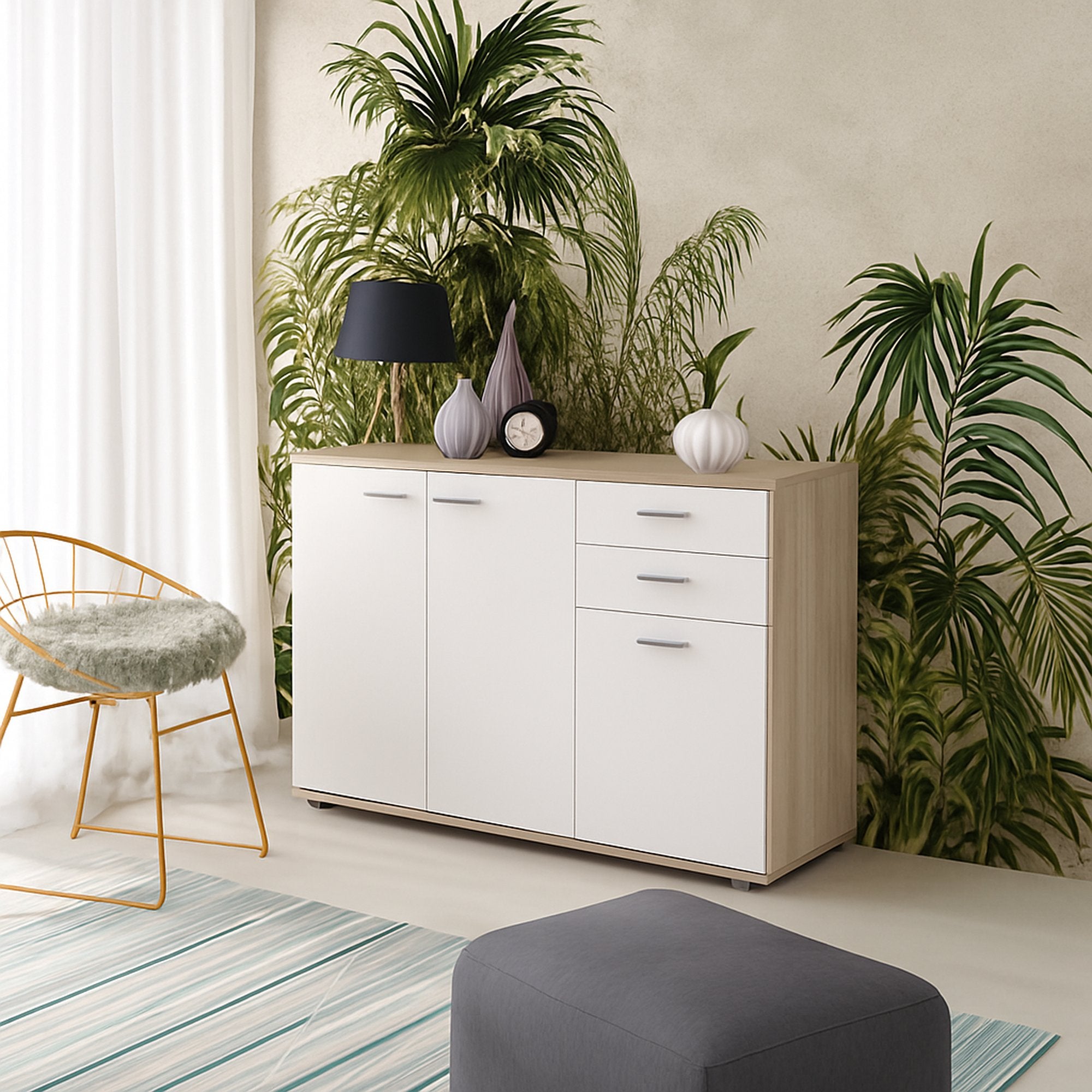 Madia Meldola, Credenza 2 Cassetti, 103x34x74h cm Marrone Olmo