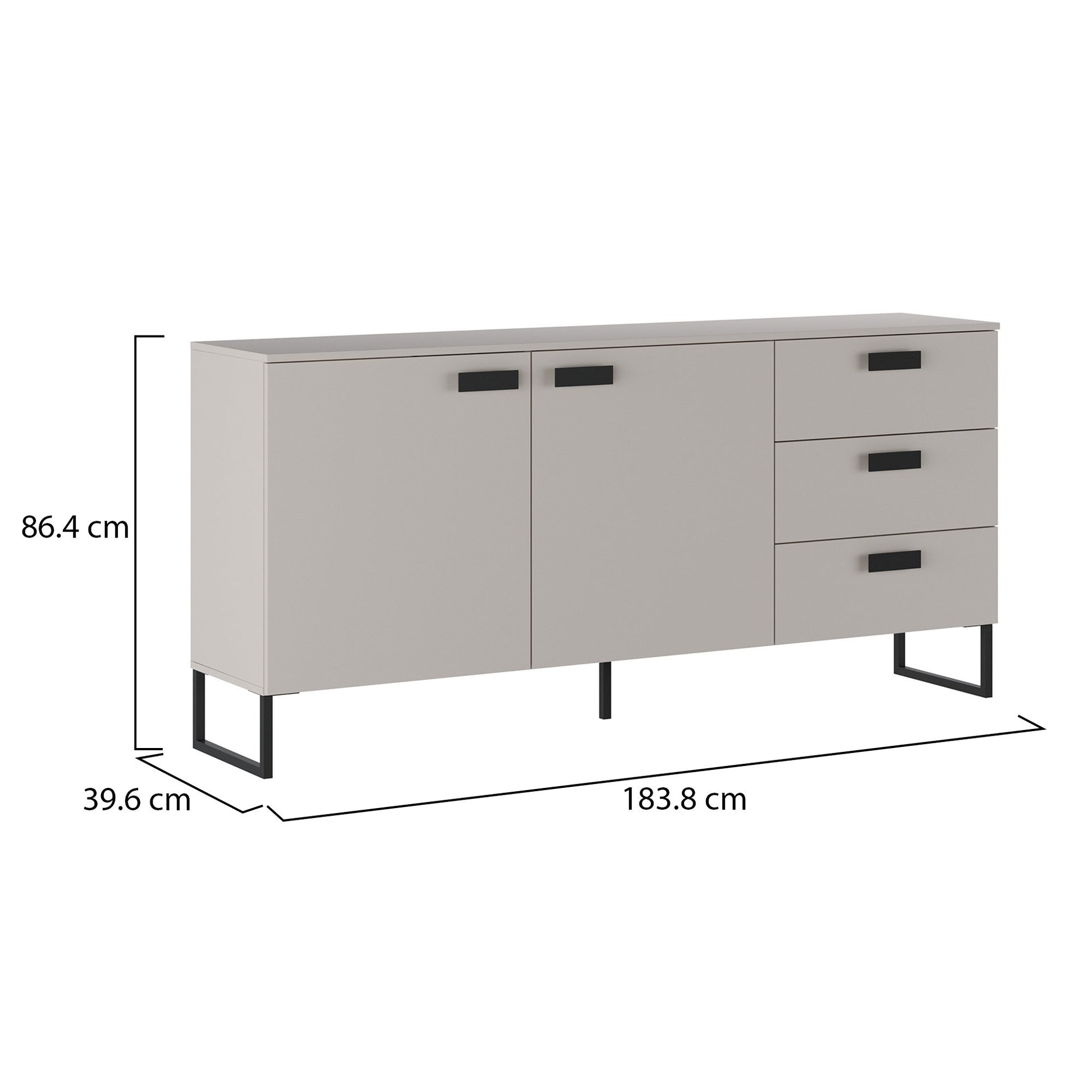 Madia Muzzano, Credenza 3 Cassetti, 184x40x86h cm Beige Rovere