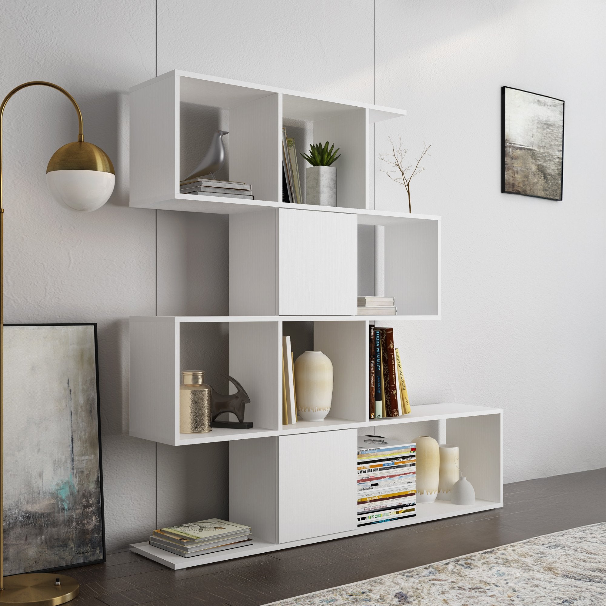 Biblioteca Budrio, Libreria 9 Ripiani, 93x28x142h cm Bianco