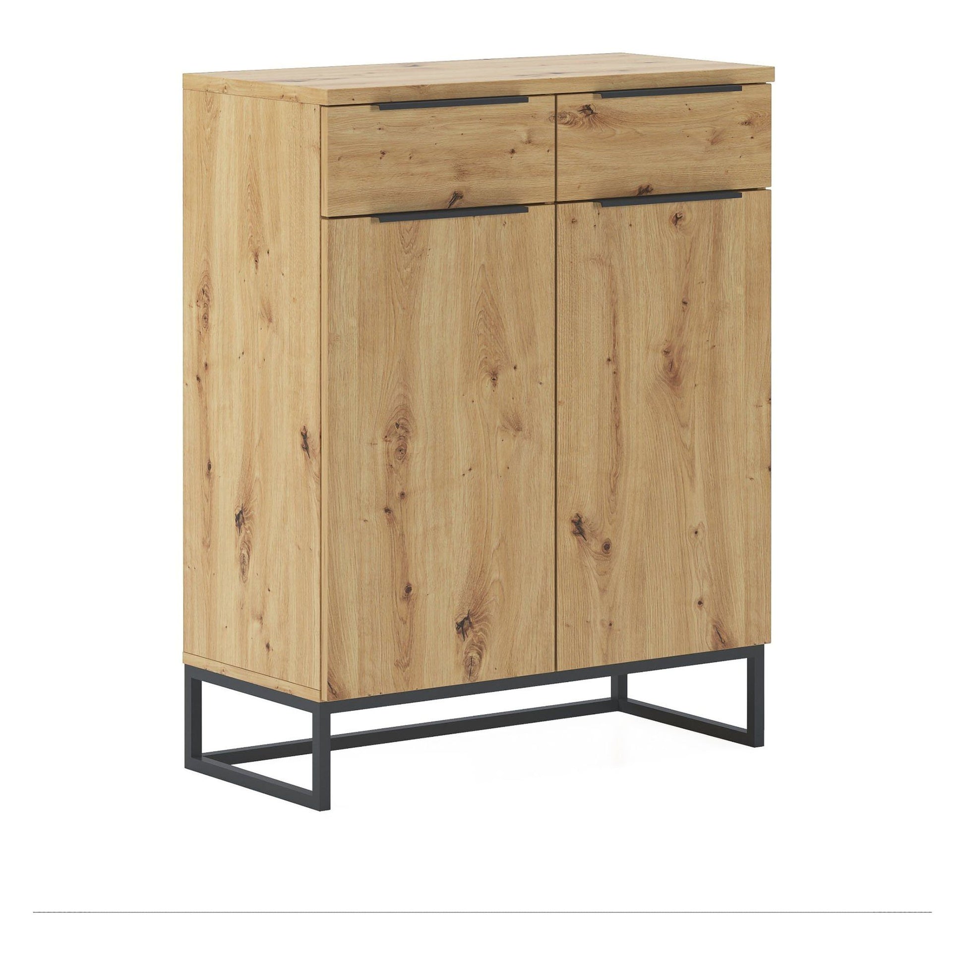 Madia Fiastrone, Credenza 2 Cassetti, 78x37x99h cm Marrone Rovere Nodi