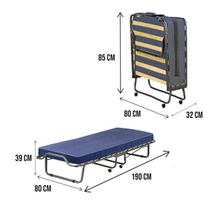 Brandina Isolina, Letto Pieghevole Materasso Incluso Made in Italy, Nero Jeans