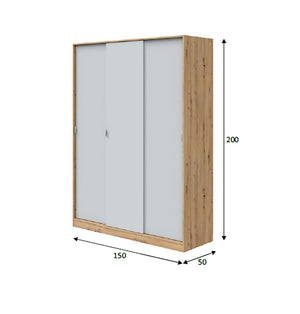 Armadio Camera da Letto Senales, Guardaroba 3 Ante 4 Ripiani, 50x150 cm Marrone Rovere Nodi