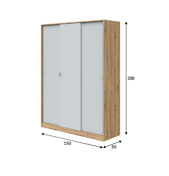 Armadio Camera da Letto Senales, Guardaroba 3 Ante 4 Ripiani, 50x150 cm Marrone Rovere Nodi