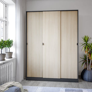 Armadio Camera da Letto Senales, Guardaroba 3 Ante 4 Ripiani, 50x150 cm Grigio Antracite