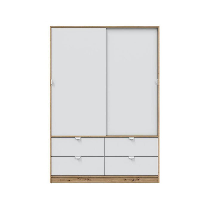 Armadio Camera da Letto Ponna, Guardaroba 2 Ante Appendiabiti, 60x200h cm Marrone Rovere Nodi