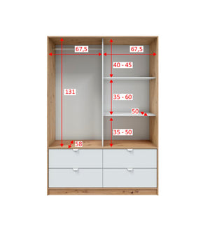 Armadio Camera da Letto Ponna, Guardaroba 2 Ante Appendiabiti, 60x200h cm Marrone Rovere Nodi