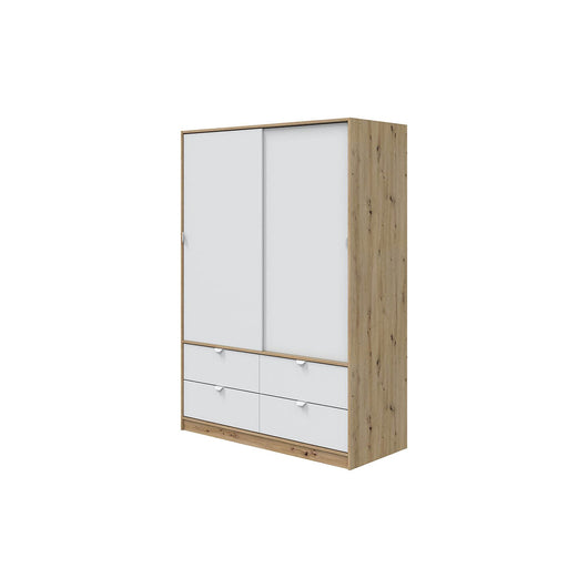 Armadio Camera da Letto Ponna, Guardaroba 2 Ante Appendiabiti, 60x200h cm Marrone Rovere Nodi