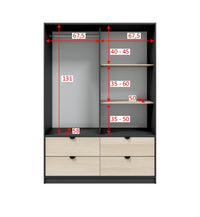 Armadio Camera da Letto Ponna, Guardaroba 2 Ante Appendiabiti, 60x200h cm Grigio Antracite