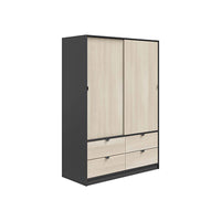 Armadio Camera da Letto Ponna, Guardaroba 2 Ante Appendiabiti, 60x200h cm Grigio Antracite