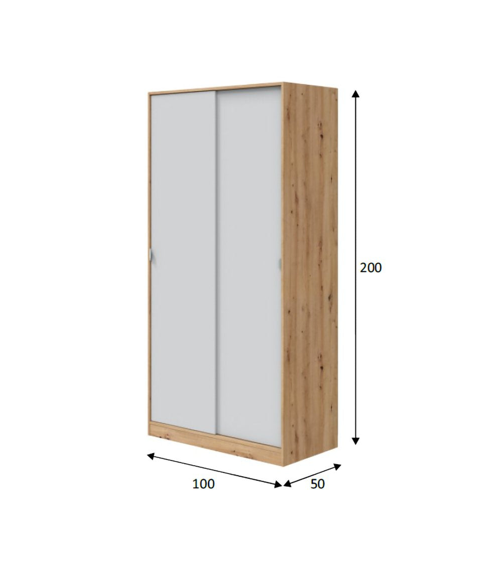 Armadio Camera da Letto Orgosolo, Guardaroba 2 Ante 4 Ripiani, 50x200h cm Marrone Rovere Nodi