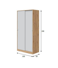 Armadio Camera da Letto Orgosolo, Guardaroba 2 Ante 4 Ripiani, 50x200h cm Marrone Rovere Nodi