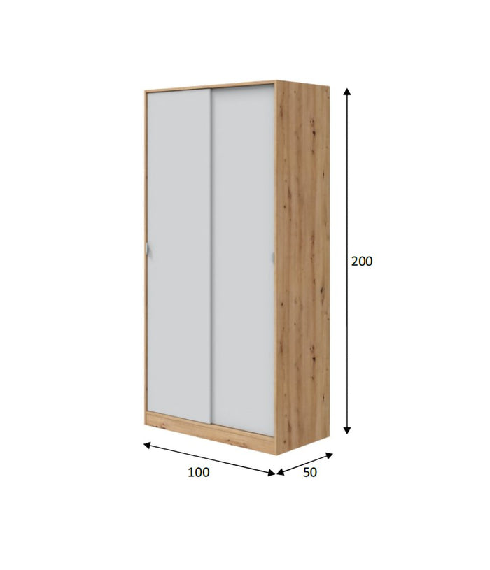 Armadio Camera da Letto Orgosolo, Guardaroba 2 Ante 4 Ripiani, 50x200h cm Marrone Rovere Nodi