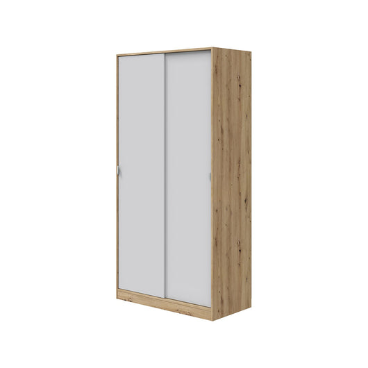 Armadio Camera da Letto Orgosolo, Guardaroba 2 Ante 4 Ripiani, 50x200h cm Marrone Rovere Nodi