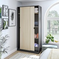 Armadio Camera da Letto Orgosolo, Guardaroba 2 Ante 4 Ripiani, 50x200h cm Grigio Antracite