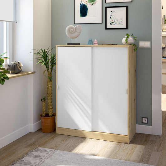 Armadio Camera da Letto Resana, Guardaroba 2 Ante 4 Ripiani, 40x119h cm Marrone Rovere Nodi